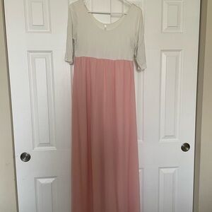 Elegant Pink and White Maxi Dress